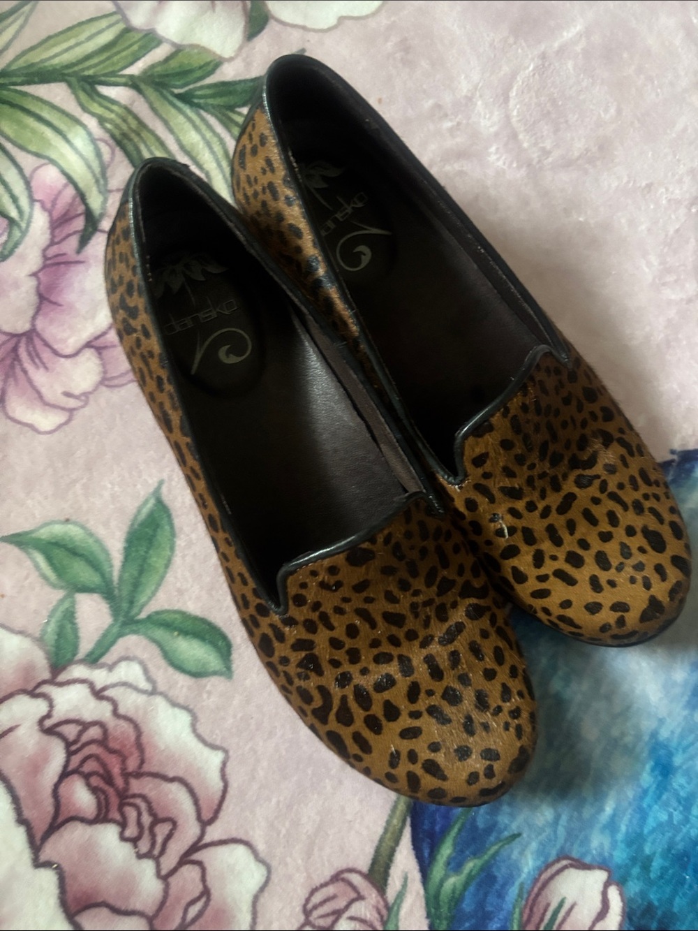Dansko Leopard Olivia Print Slip-On Flats - Brown/Black